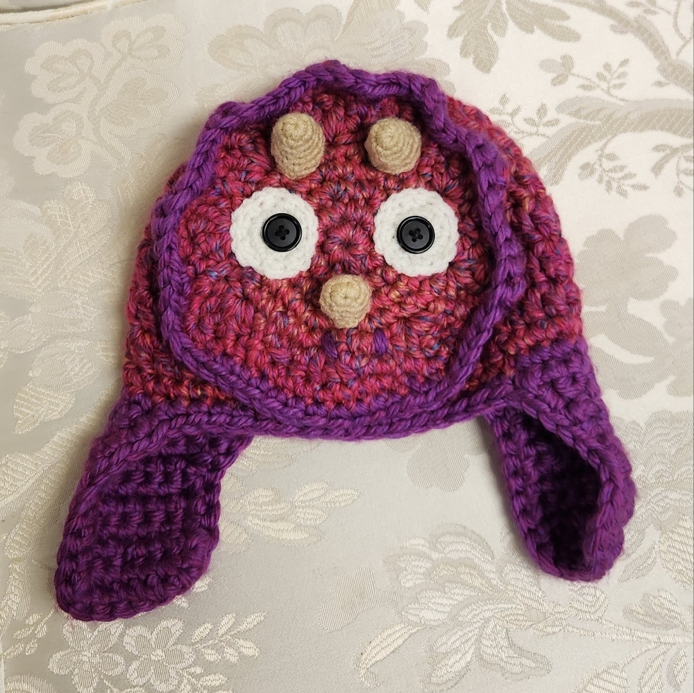 🦕 Handmade Crochet Dinosaur Hat Sz 1-3 yr old Toddler Pink